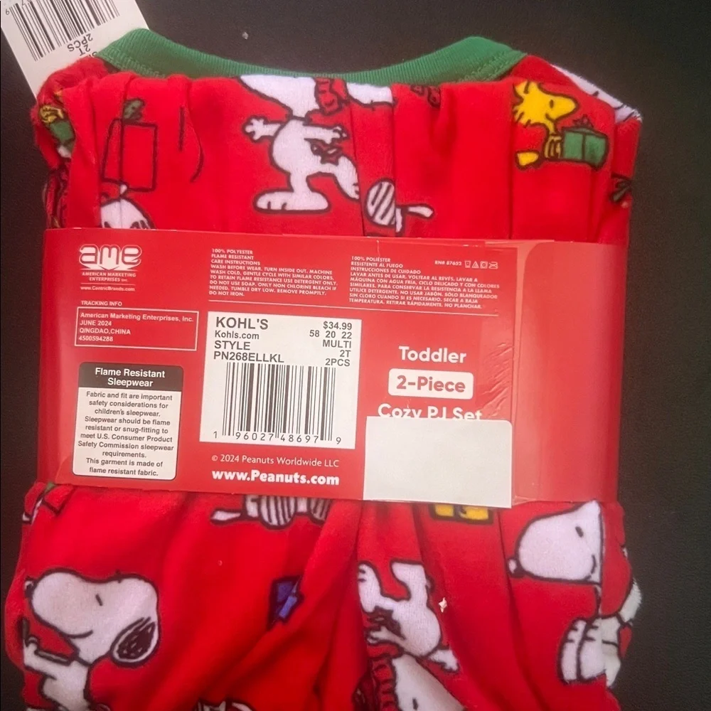 Peanuts Red and Green Snoopy Toddler Pajama Set
